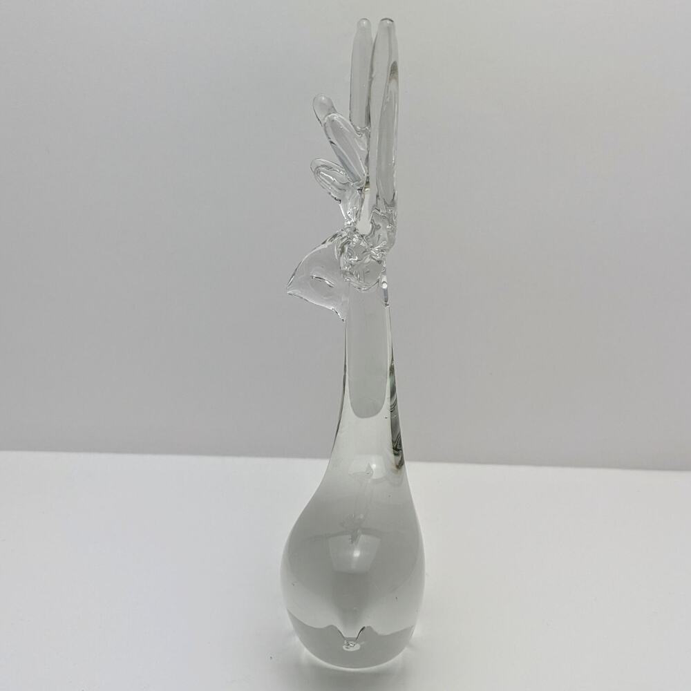 Vintage Enesco Clear Art Glass Reindeer Deer Stag Hand Blown Figurine 8.25" - Picture 6 of 10